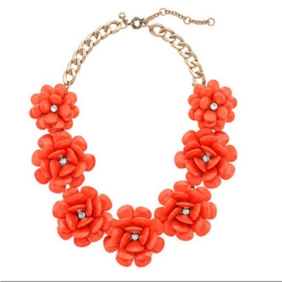 J.Crew large wooden carved floret necklace in sunset orange and gold - Picture 4 of 12